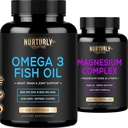 Magnezyum Kompleksi ve Omega 3 Fish Oil - Citrate 500MG - Fish Oil 2000mg, 800 mg EPA ve 600 mg DHA - Kas Rahatlama, Uyku ve Enerji, Bone Health, Brain, and Heart