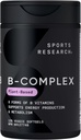 Sports Research® Vitamin B-Complex - Full Spectrum των βιταμινών Β με μεθυλιωμένο B12 & Folate - Χωρίς γλουτένη · Plant-based · Non-GMO · Vegan-Friendly Formula - 120 Veggie Softgels