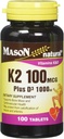 Mason Natural Vitamin K2 100 mcg Plus D3 1000 IU Δισκία 100 Μέτρα ανά φιάλη Συσκευασία των 3 Σύνολο 300 Δισκίων