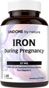Iron Supplement, Ferrous Bisglycinate, Gentle, with Vitamin C as L-Calcium Ascorbate, During Pregnancy by Undone by Nature, 100% Daily Value, Blood Builder, 60 Vegan Caps