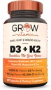 D3 K2 w/MCT Petrol - 10.000 IU D3, 100 mcg K2 MK7, Kalsiyum, çinko, BioPerine, Superior Abors için Magnezyum - 60 Capsules