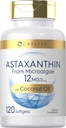 Carlyle Astaxanthin 12mg | 120 Softgels | Microalgae | Coconut Oil | Non-GMO & Gluten Free