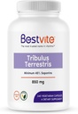 BESTVITE Tribulus Terrestris 850 mg per Capsule (240 Vejetaryen Capsules) - Standartlaştırılmış Ekstraksiyon - Yüzde 45 Saponins - No Stearates - No Silikon Dioksi - No Fillers - Vegan - Non GMO - Gluten Free