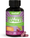 Beet Root Capsules 1000 mg Per Service, Supports Nitric Oksit Production & Blood Pressure, Black Pepper Extract, Non-GMO, Gluten Free, Vegan - 60 Counts