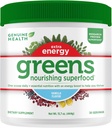 Genuine Health Greens + Extra Energy Superfood Powder, Provides an Immediate Energy Boost & Supports Gut Health, Vanilla Flavoured, 30 Servings