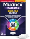 Mucinex Nightchange Cold & Flu, maksimum Güçlü Multi-Symptom Nighttime Relief, 20 Fast release Caplets - Pain Reliever/Fever Solution, Cough Suppressant, Antihistamin