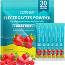 Elektrolytes Toz Paketleri, 30 Sticks Hydration Packets Sugar Free, Electrolyte Drink Mix Portable Electrolyte Packets for Rapid Hydration, 0 Sugar & 0 Calorie, Strawberry & Raspberry Flavor Flavor