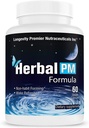 Longevity Herbal PM - Herbal Sleep Formula with 5-htp, melatonin, Valerian & GABA. 60 Veggie Capsules