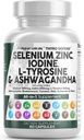 Temiz Nutra Selenium 30006 Iodine 50006 Yourroid Support for Women & Men | L Tyrosine 500 mg Ashwagandha Supplement Bladderwrack, Turmeric, Kelp, Schisandra çinko Pills Capsule Supplements