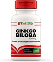 Full Life Ginkgo Biloba Capsules - Herbal Supplement - 60 Veggie Capsule 450 mg.