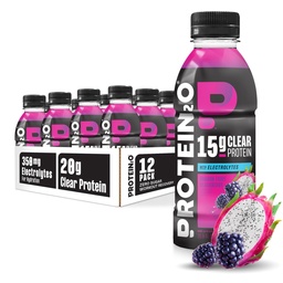 Protein2o Ενυδάτωση Ποτό - 2-σε-1 Liquid Clear Whey Protein Isolate and Electrolyte Drink - 15g Πρωτεΐνη, Βιταμίνες B5, B6 - Μετά την προπόνηση Ανάκτηση - 16.9 Fl Oz - 12 Count Dragon fruit Blackberry