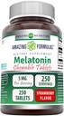 Amazing Formulas Melatonin Chewable Supplement | 5 Mg Per | 250 Tablet | Non-GMO | Gluten-Free | Made in USA (Strawberry Flavor)