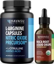 HAVASU NUTRITION Organik Maca Root Liquid Drops (60 hizmet) & L Arginine L Citrulline Supplement (30 hizmet)