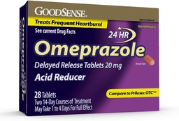 GoodSense Omeprazole Δισκία παρατεταμένης αποδέσμευσης 20 mg, Μειωτήρας στομάχου οξέος για Συχνή Θεραπεία Heartburn, 28 Count