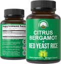 Citrus Bergamot + Red Yeast Rice. 2-in-1 Supplement. Yüksek Kuvvet 10:1 Bergamot Extract. No Gluten, Zero Sugar, Vegan Capsules
