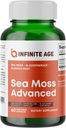 INFINITE AGE 1250 mg Sea Moss Advanced Superfood Capsules, 60 Kont - Yüksek Lisans, Vegan, ABD'de Made in the USA - Irish Seamoss, Bladderwrack, Burdock Root - General Health, Immunity Support
