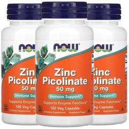 NOW Foods Now Τρόφιμα Ψευδάργυρος Picolinate, 50 mg, 120 κάψουλες Veg, 3 συσκευασίες