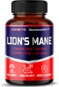 Lions Mane Supplement Capsules 40 Polysaccharides with Cordyceps, Reishi, Türkiye Tail, Chaga Mushroom Kompleksi - Caffeine-Free 18 in 1 Brain Supplement for Memory and Focus