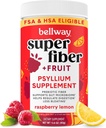 Bellway Super Fiber σκόνη + φρούτα, ζάχαρη χωρίς οργανικό Psyllium Husk σκόνη συμπλήρωμα Ίνες για την κανονικότητα, Bloating Relief & Digestive υγεία, φυτικής βάσης, σμέουρο λεμόνι (50 εξυπηρετούν)