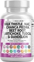 Temiz Nutraceuticals Milk Thistle NAC Chanca Piedra Beet Root Artichoke Dandelion Root - Liver Cleanse Detox & Tamir Supplement Plus TUDCA Choline & Ginger 60 Count