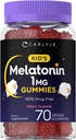 Carlyle Kids Melatonin Gummies | 1 mg 70 Kont | Meyve Flavor Gummy | Vegan, Non-GMO, Gluten Free