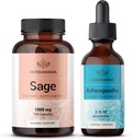 HERBAMAMA Sage ve Ashwagandha Kit - 1000 mg Sage Leaf Capsules & Ashwagandha Root Tincture 2 fl oz - Vegan, Non-GMO, Sugar & Alkol-Free - 2 Pack