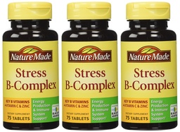 Φυσικό στρες B Complex W Ψευδάργυρος Μέγεθος 75ct (πακέτο των 3) 225 ct Σύνολο