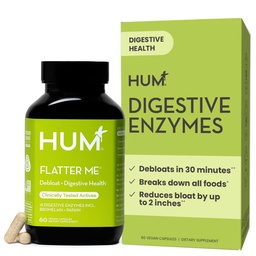 HUM Flatter Me Digestive Enzymes for Women & Men, Digestive Health Bloating Supplement with Ginger & Peppermint Leaf, Fast Acting Anti Bloat Pills Multi Enzyme for Debloating, Vegan, 60 Κάψουλες