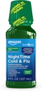 Basic Care Nighttime Cold & Flu Relief, Pain Reliever, Ateş Tespiti, Cough Suppressant & Antihistamine Liquid, Original Flavor, 8 fl oz (kırda 1)