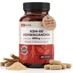 DailyNutra KSM-66 Ashwagandha 600mg Βιολογικό εκχύλισμα ρίζας - συμπλήρωμα υψηλής ισχύος με 5% Withanolides 