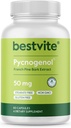 BESTVITE Pycnogenol 50 mg (60 Capsules) - Fransız Deniz Havva Bark Ekstraksiyonu - Stearates - Gluten Free - Non GMO