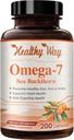 Pure Omega 7 Fatty Acids 200 Capsules 900 mg Natural Sea Buckthorn Oil, NON-GMO USA Made