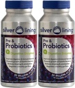 Silver Lining Pre & Probiyotiks + Digestive Enzymes | 50 Milyar CFU/Active Hücreleri | Digestive & Immune Function Support, Reduces Bloating | Raf-Stable Formula | 240 Count (Pack of 2)