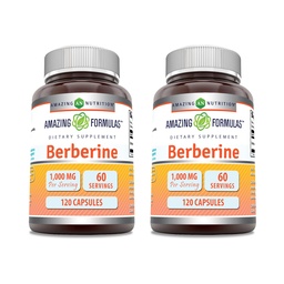 Amazing Formulas Berberine 1000mg Per Serving Capsules Supplement 