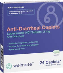 WELMATE - Αντιδιαρρηκτικές αιχμές (24 αιχμές) - Loperamide HCL 2 mg - Diarrhea Symptom Reliver - Αναστατωμένο στομαχόπονο Reliever - Αντιδιαρροϊκά χάπια - Over-The-Counter Medication