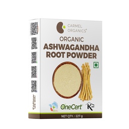 CARMEL ORGANICS Βιολογική σκόνη ρίζας Ashwagandha (8 Oz ή 227g/0.5 Lbs) USDA Certified. Εργαστηριακή δοκιμή, μη ΓΤΟ και γλουτένη δωρεάν 