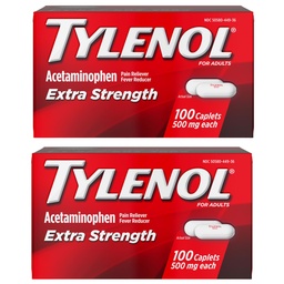 Tylenol Extra Strength Pain Reliever and Fever Reducer Caplets, 500 mg Acetaminophen, Χάπια ανακούφισης του πόνου για Πονοκέφαλο, Οσφυαλγία, Οδοντόκρεμα και Ανώδυνη Αρθρίτιδα