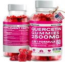 Quercetin Gummies - Bromelain ile 2500MG, L-Theanine & çinko Vegan Immune Support Supplement for Kids & Yetişkinler - Antivirüs
