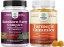 Ekstra Kuvvetli Hawthorn Berry Capsules - Digestion and Heart Health Supplement and Turmeric Gummies for Yetişkinler Peach Flavor - Ekstra Güçlü Ortak Destek Gummies