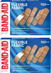 BAND-AID Μάρκα Ευέλικτη Ύφασμα Συγκολλητικές Επιδέσμους με Ύφασμα Μνήμης, Quilt-Aid Comfort Pad & Hurt-Free Pad; Περιποίηση τραύματος για μικρές περικοπές, σκραπς, & πληγές, διάφορα μεγέθη, 2 x 100 κόμης
