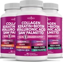 NEW AGE Collagen Pills Biotin Keratin Saw Palmetto Hyaluronic Asit- Vitamin E Folic Acid Seed MSM- 270 Kont