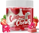Bovine Colostrum Chews Supplement, Gut Health, Bloating, Immune Support, Skin, Saç Büyüme ve Güzellik - Strawberry Flavor (60 Hizmet)