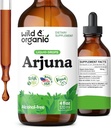 Wild & Organic Arjuna Bark Tincture - Genel olarak Well-Being Supplement - Alkol Özgür Sıvı Ölçme - Terminalia Arjuna Bark Ekstraksiyon - No Sugar & Interprets, Non-GMO - 4 fl oz