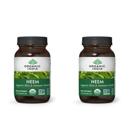 ORGANIC INDIA Neem Leaf Κάψουλες, συμπλήρωμα βοτάνων - Υποστηρίζει το δέρμα, ανοσοποιητικό, & ηπατική υγεία, Detox, Vegan, χωρίς γλουτένη, USDA Certified Organic - 90 κάψουλες (2-πακέτο)