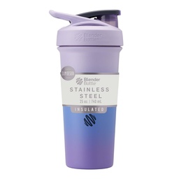 BlenderBottle Sport Sleek Μονωμένο μπουκάλι αναδευτήρα ανοξείδωτου με σύρμα Whisk, 25-Ounce, Lavender Ombre – Protein Shakes & Hydration για Αθλητές & Καταλληλότητα Ενθουσιώδεις, Easy Mixing, Slim Easy to Hold, Διατηρεί Ποτά Ψυχρό, Κλειδωτό Lid