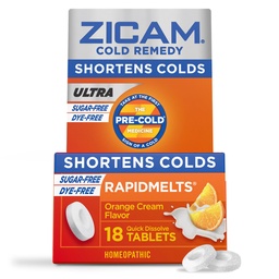 Zicam Ultra Cold Remedy Zinc Rapidmelts, Πορτοκαλί Κρέμα Γεύσης, Ομοιοπαθητική, Ψυχρή Λιποθυμία Ιατρική, Συντόμευση Ψυχρή διάρκεια, Χωρίς ζάχαρη, Χωρίς βαφή, 18 Count