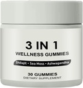3 1 Gummies, 3'te 1 Shilajit Gummies for Men, Pure Shilajit Wellness Gummies (Shilajit + Sea Moss + Ashwagandha), Shilajit Gummies For Men, Non-GMOmmies