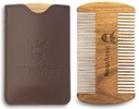 Viking Sandalwood Beard Comb & Case - Pocket-Sized Grooming Tool with Fine & Coarse Teeth, Perfect for Use with Balms & Oils