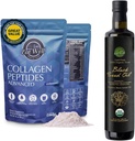 EAT WELL PREMIUM FOODS Collagen Peptides powder Protein 45 μερίδες, 16oz & USDA Organic Black Seed Oil 8.4 FL μπουκάλι oz