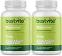 Bioperine 10mg (240 κάψουλες χορτοφάγων) (120 x 2) - Χωρίς Stearates - Vegan - Μη ΓΤΟ - Χωρίς γλουτένη - Ενίσχυση απορρόφησης